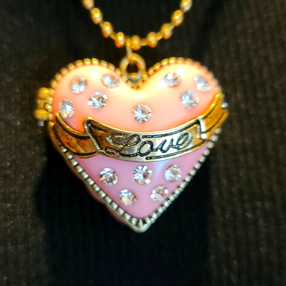 NWT Pink Heart Locket Necklace by Betsey Johnson - Picture 2 of 11